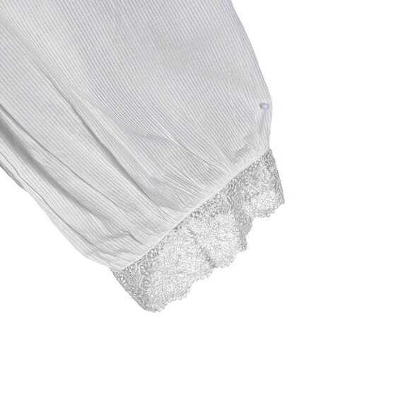 NWT Talbots Plus X US 16W Shadow Stripe Top White Blouse Lace Trim Minimalist - Picture 6 of 16